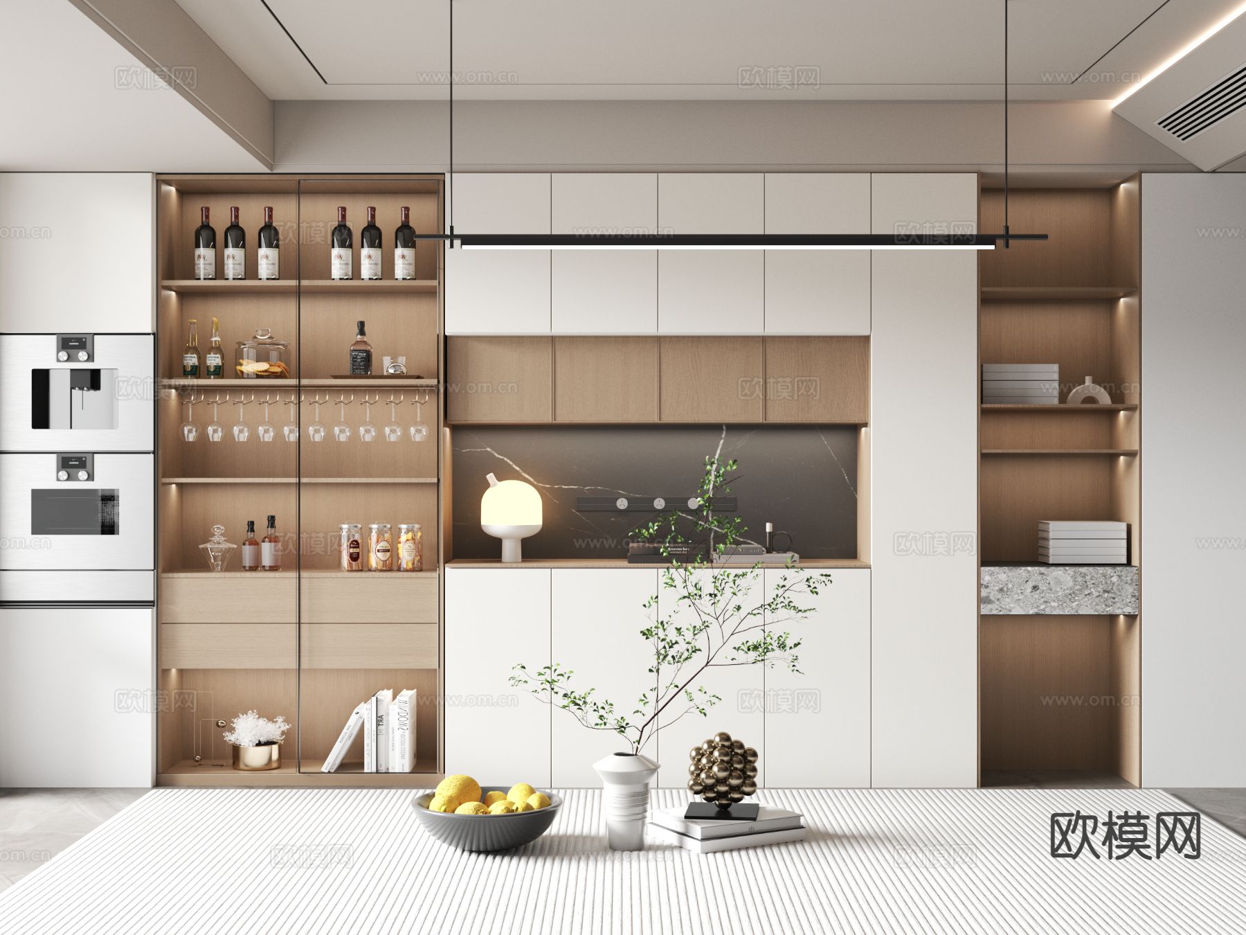 现代酒柜su模型下载（渲染图2）