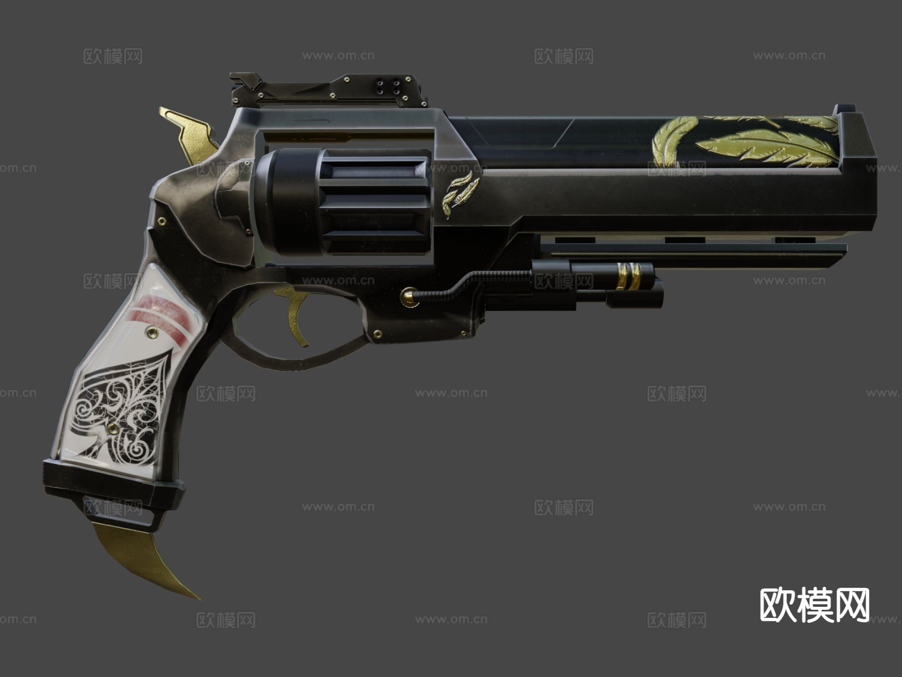 鹰嘴炮手枪 枪支 枪械su模型下载（渲染图8）