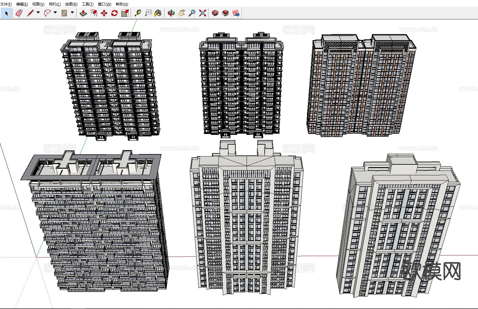现代高层住宅楼su模型