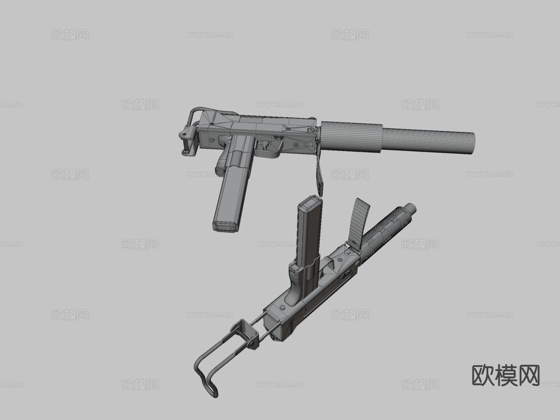 MAC-10冲锋枪su模型下载（渲染图3）