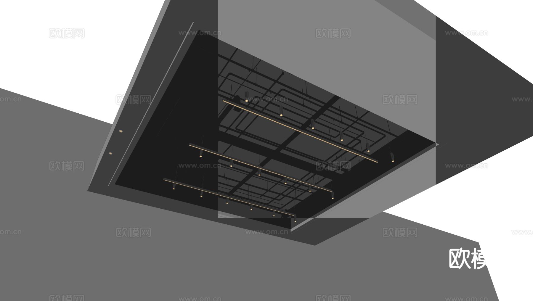 通风管道 格栅吊顶 天花吊顶su模型