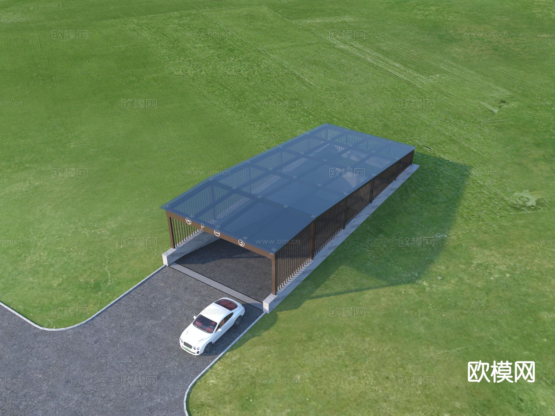 地下车库 停车场出入口3d模型下载（渲染图2）