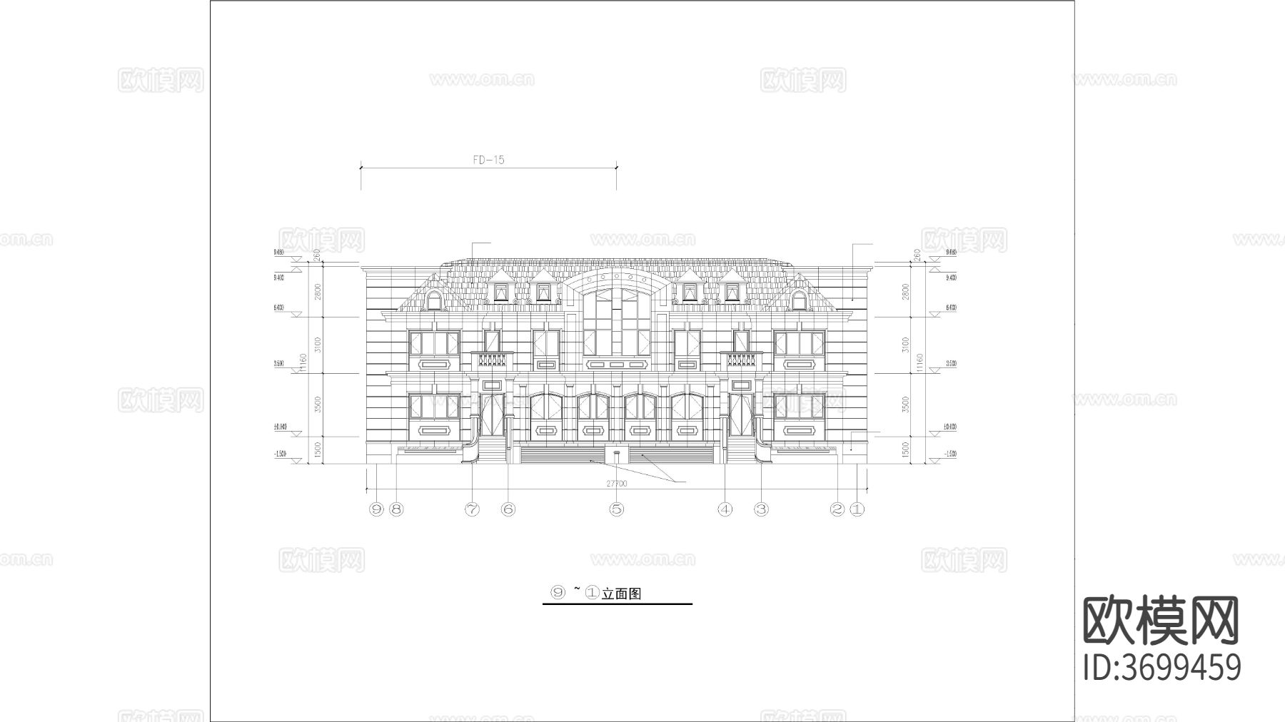 别墅  联排建筑 洋房别墅 多层建筑cad施工图