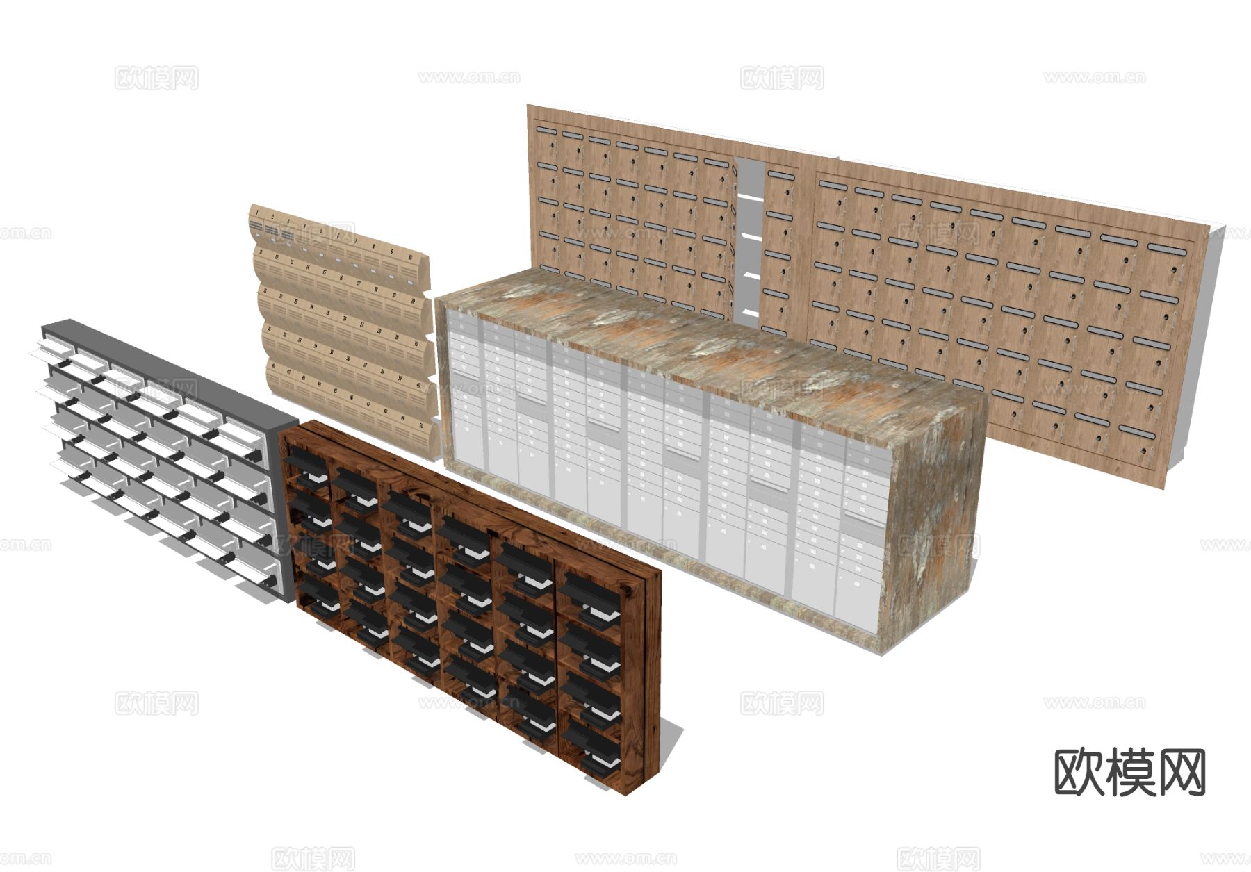 邮箱寄信箱 寄存收纳柜su模型