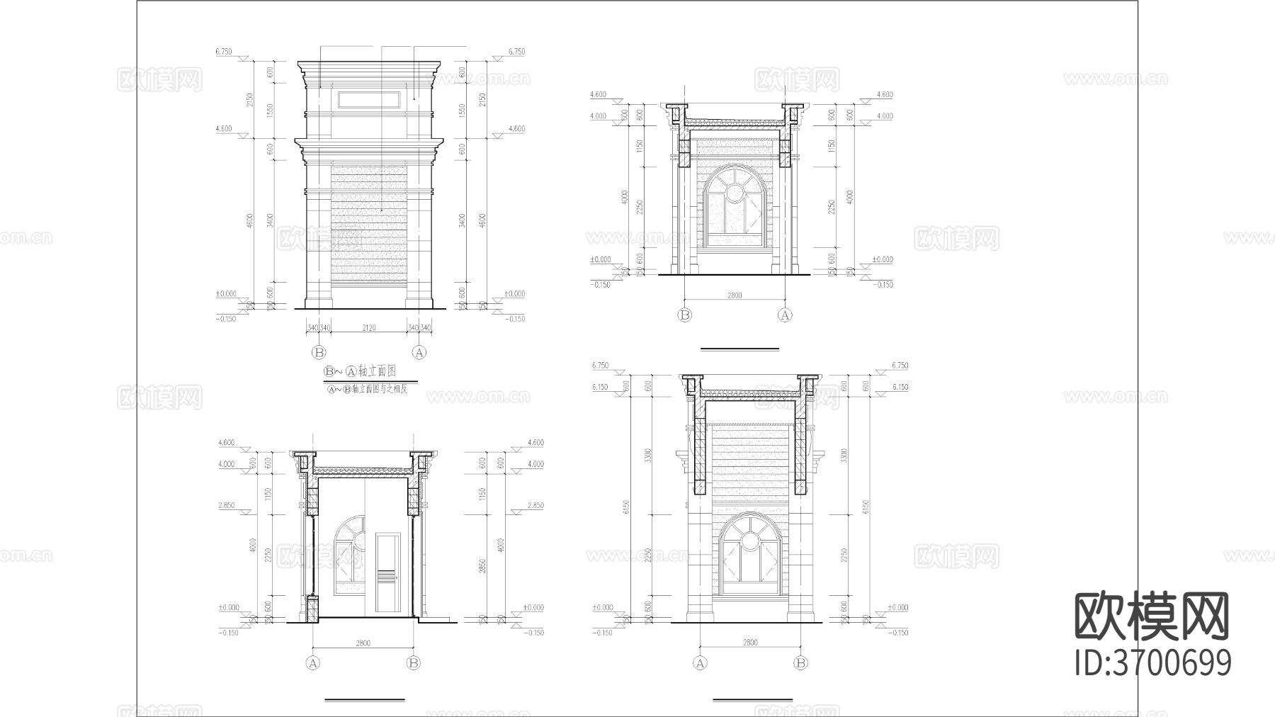 门卫建筑cad施工图