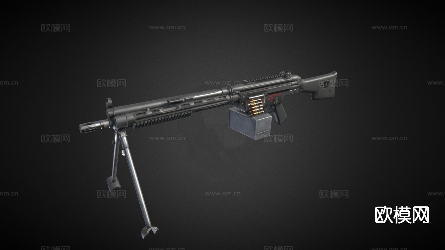 HK23e轻机枪 枪支 枪械su模型下载（渲染图2）