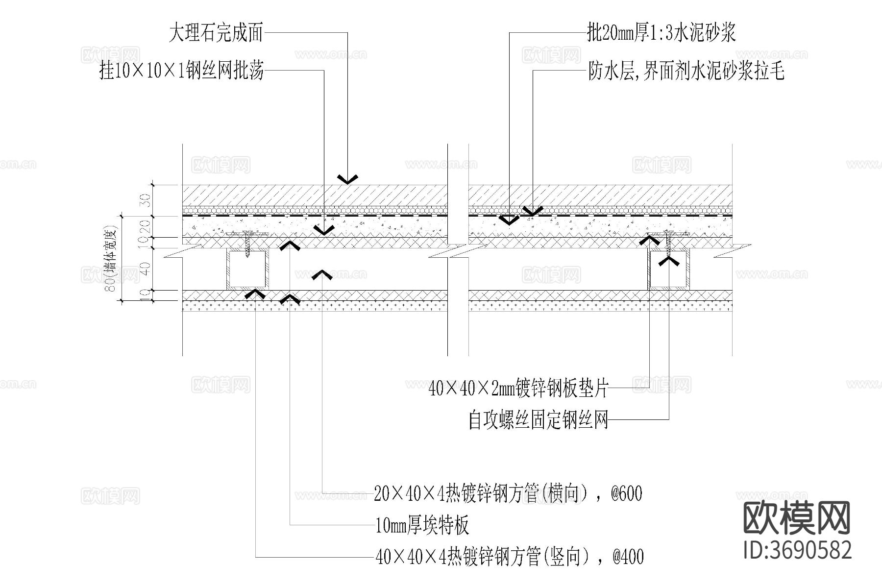 石材 干挂外墙岩板 大理石节点大样图