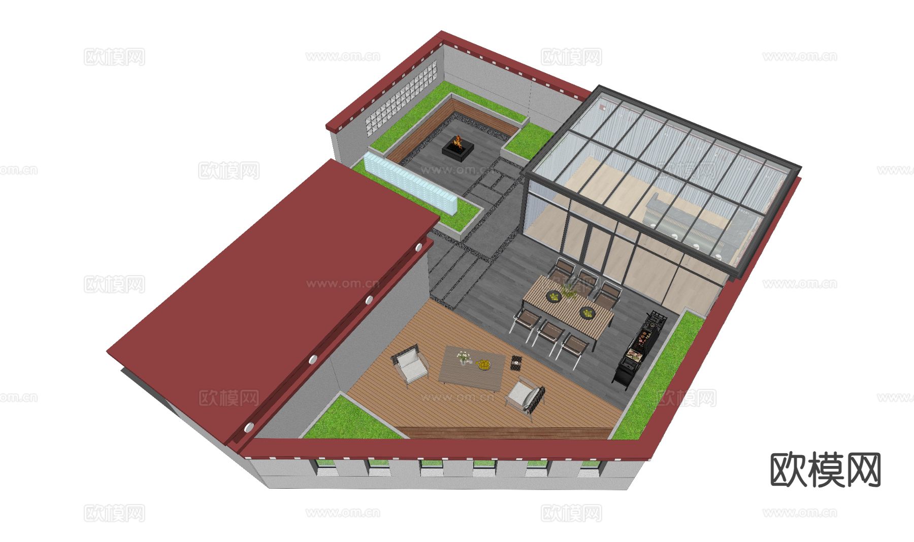 屋顶花园su模型