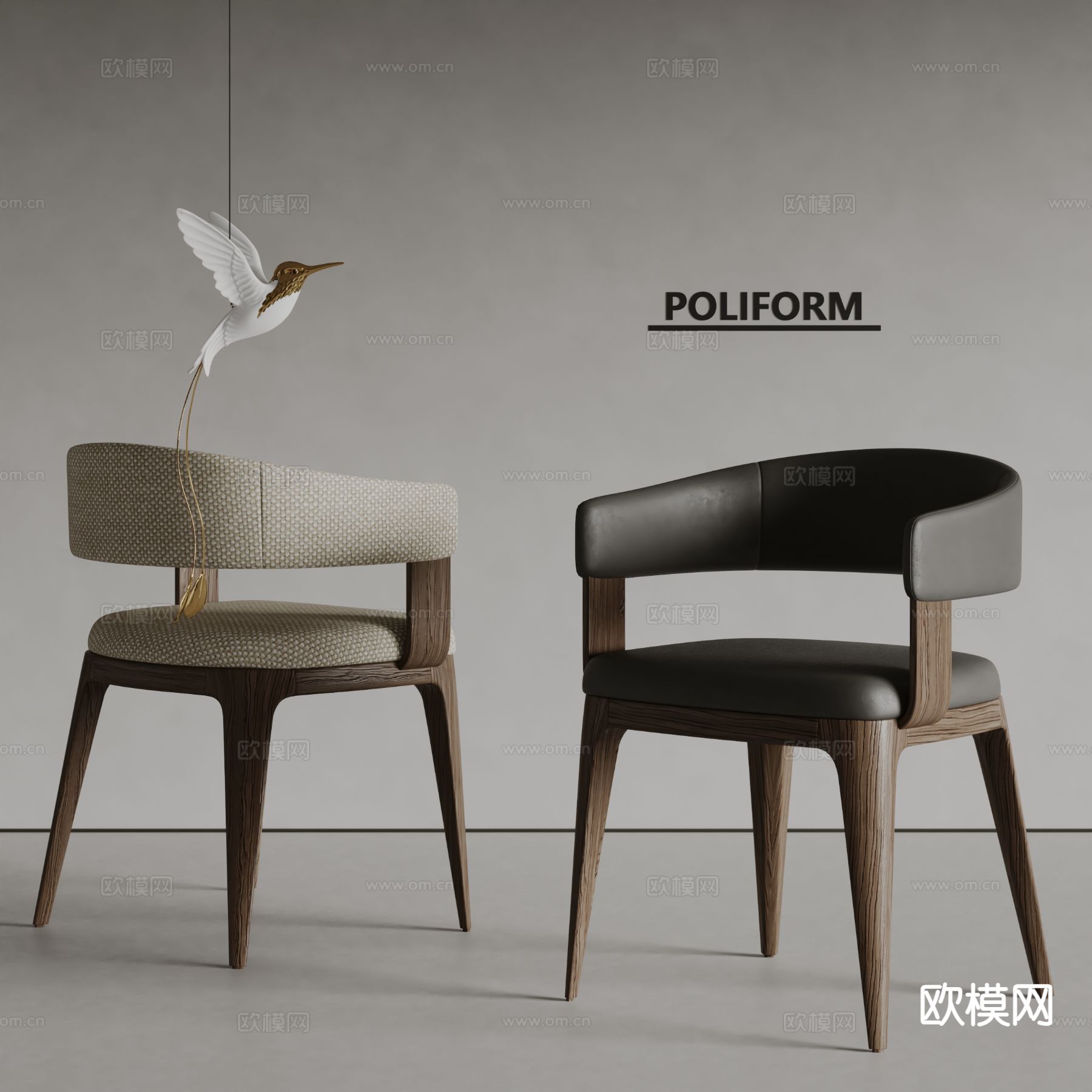 poliform 意式椅子 餐椅su模型