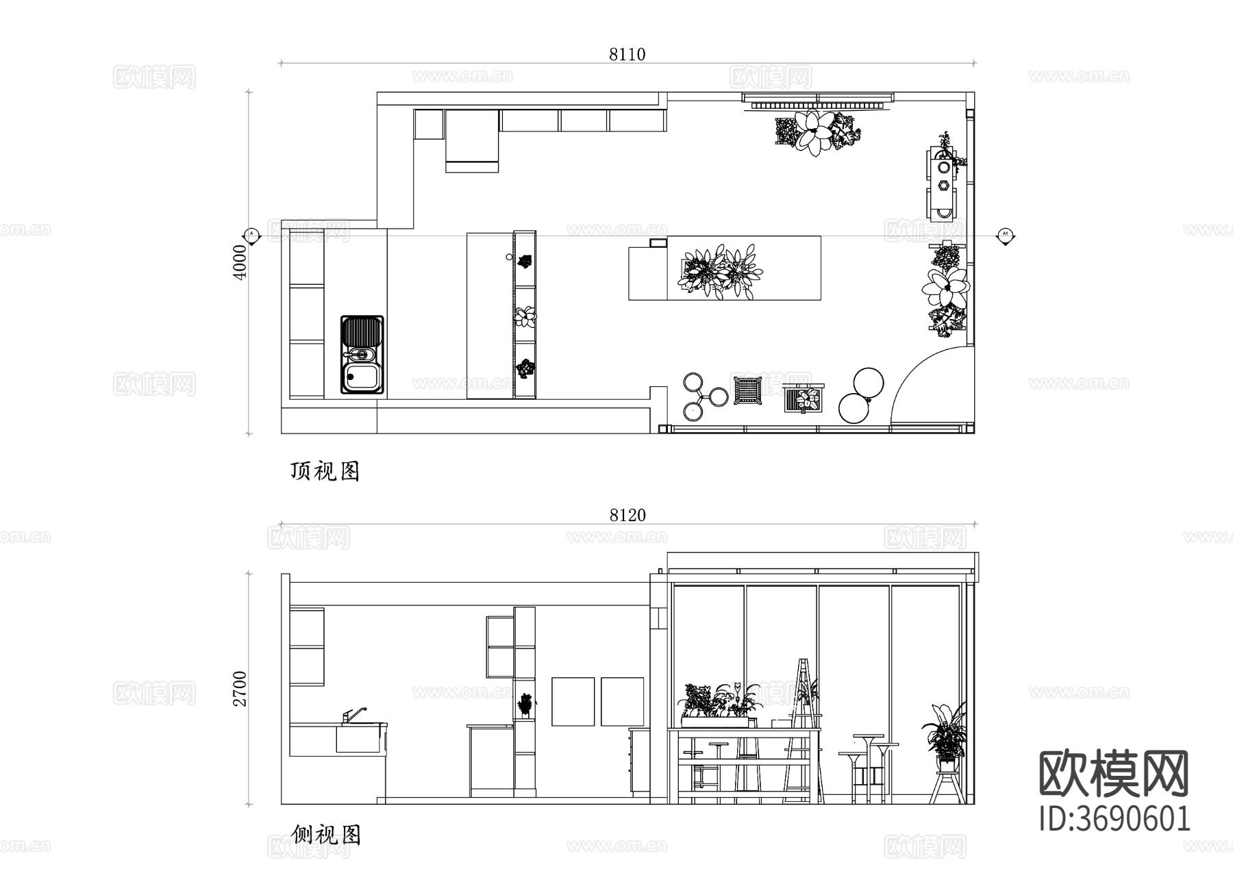 花店CAD平立面图