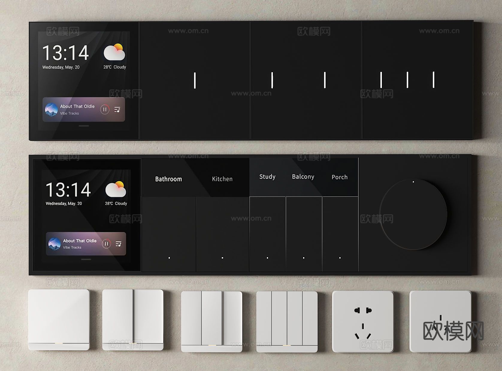 智能控制面板 开关 插座3d模型