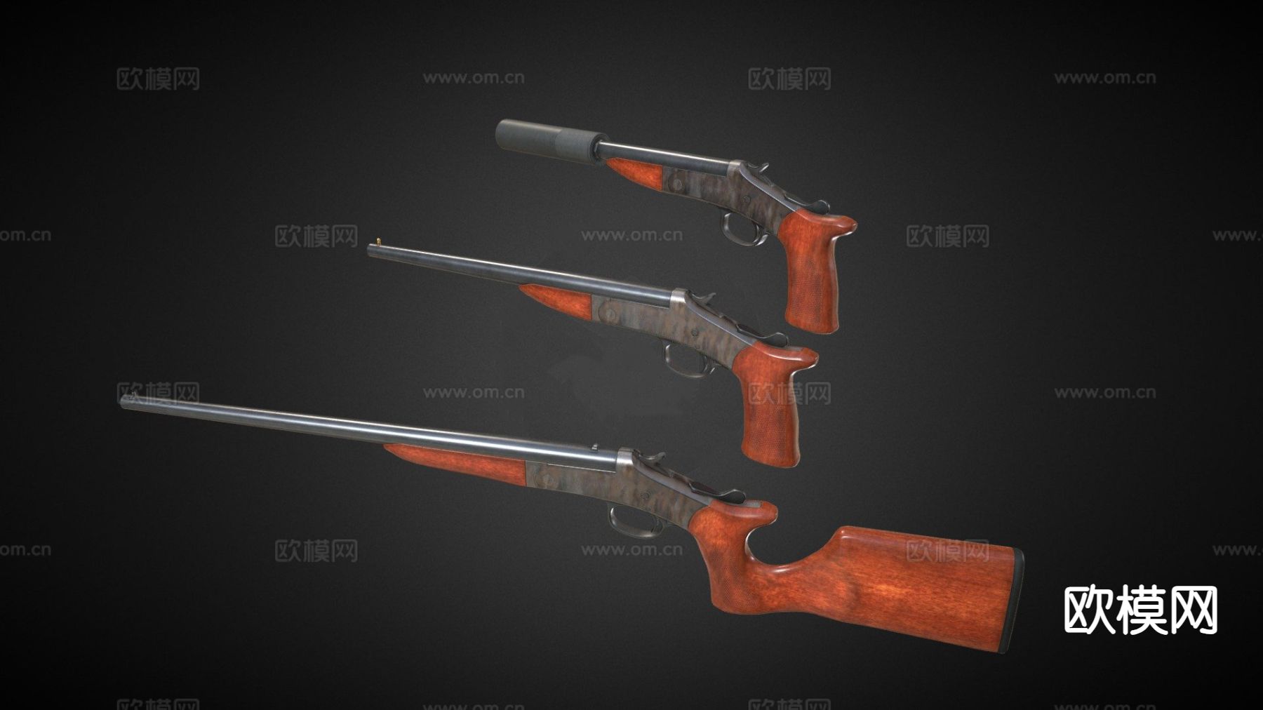 哈灵顿 理查德森 手枪 枪支 枪械su模型下载（渲染图2）