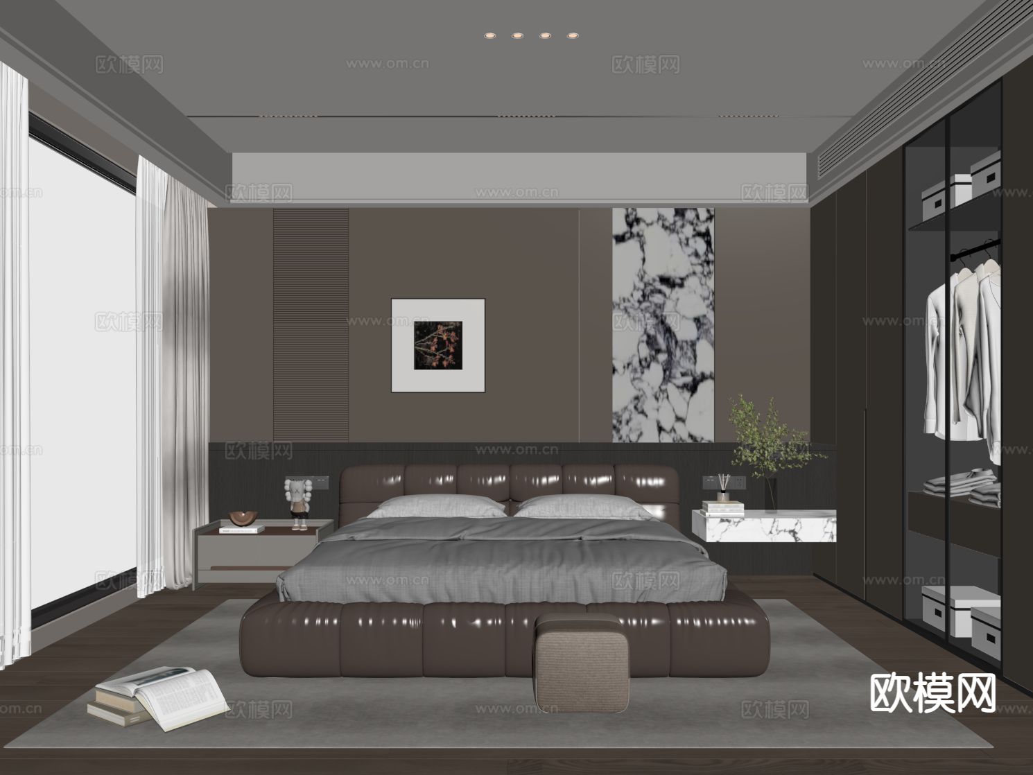 意式卧室 主卧su模型下载（渲染图1）
