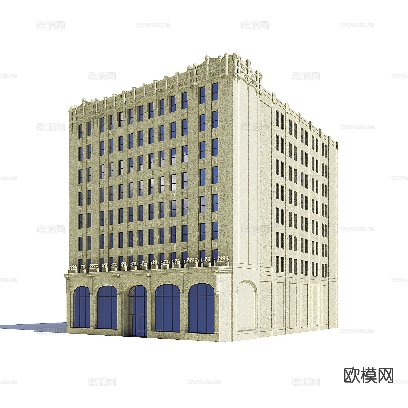 美式大楼建筑 办公楼外观3d模型