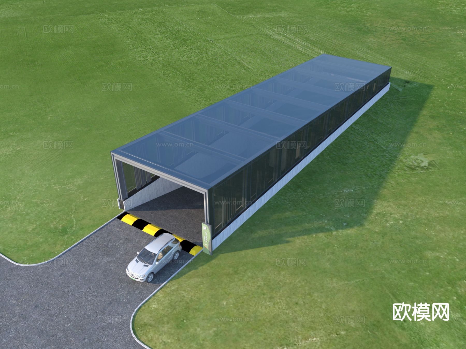 地下车库 停车场出入口3d模型下载（渲染图1）