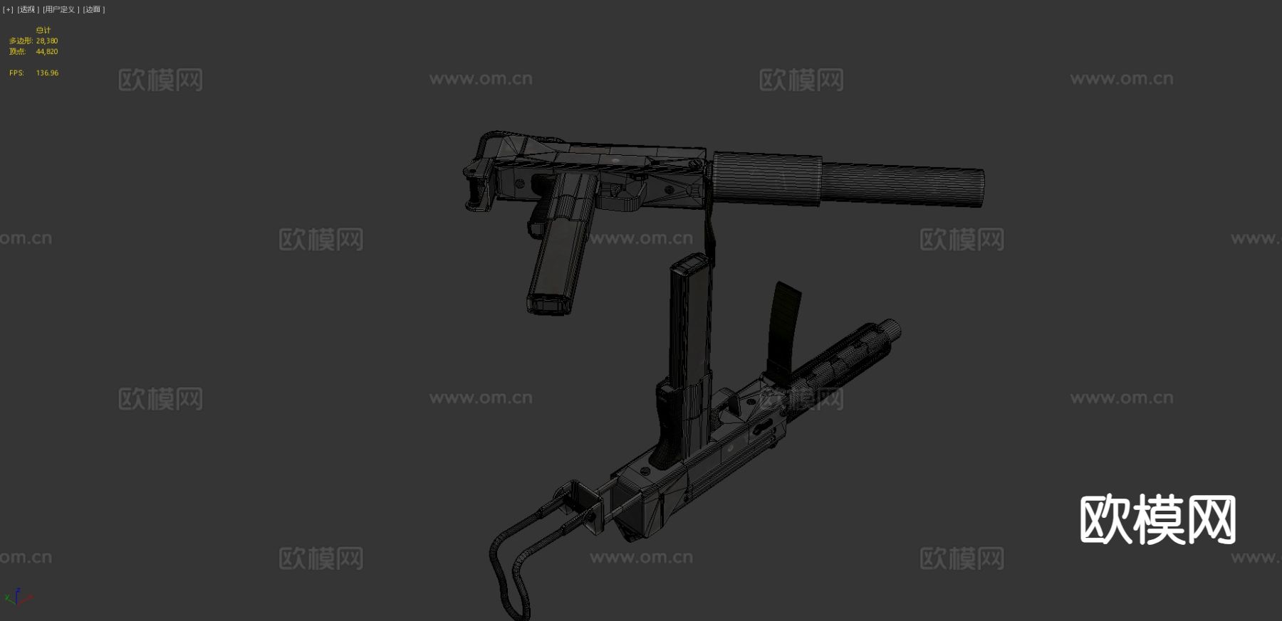 MAC-10冲锋枪su模型下载（渲染图4）