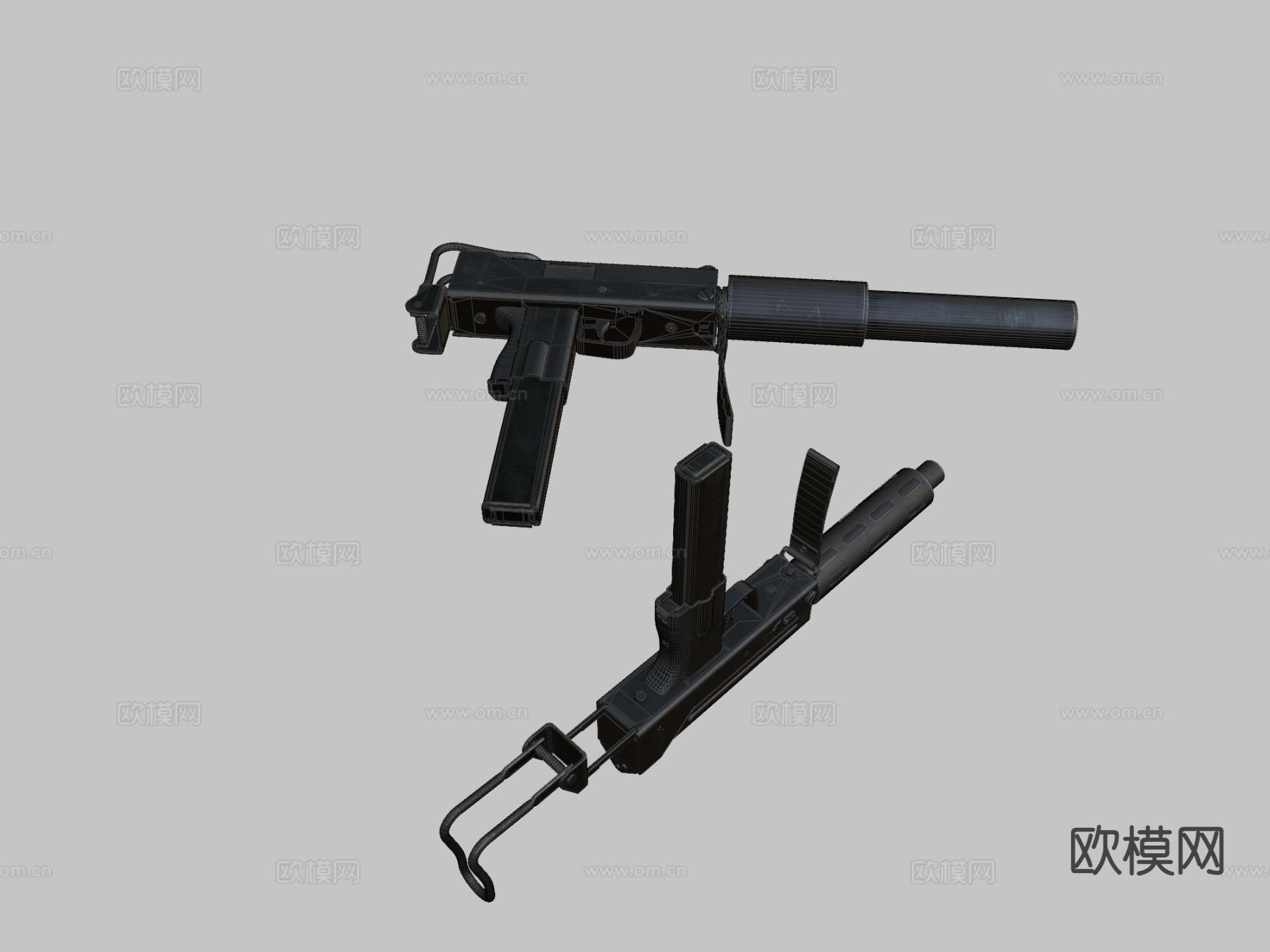 MAC-10冲锋枪su模型下载（渲染图1）