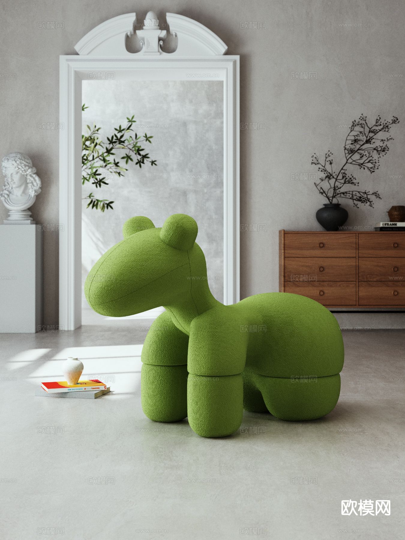 奶油风小马椅 艺术休闲椅3d模型下载（渲染图1）