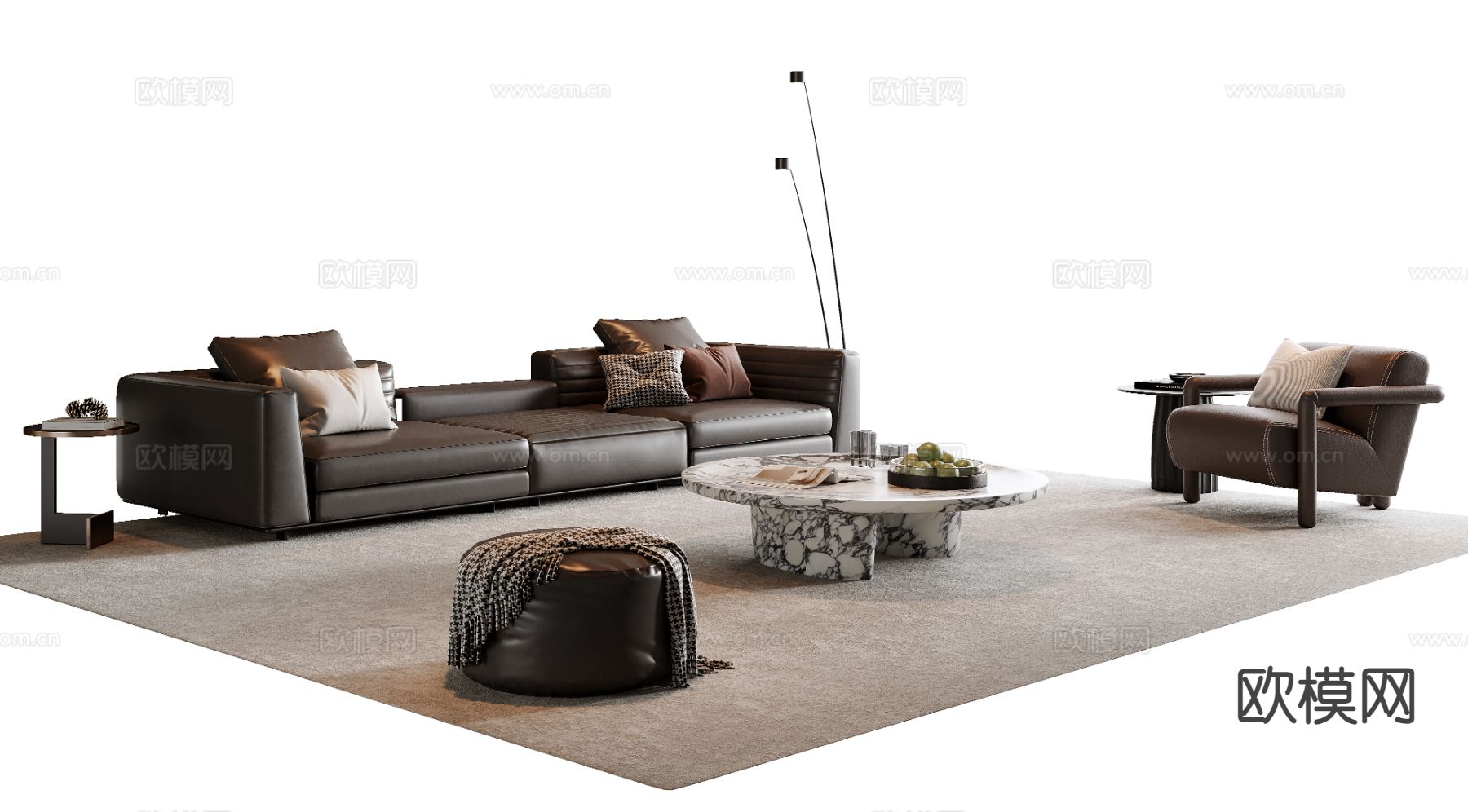 意式组合沙发su模型下载（渲染图2）