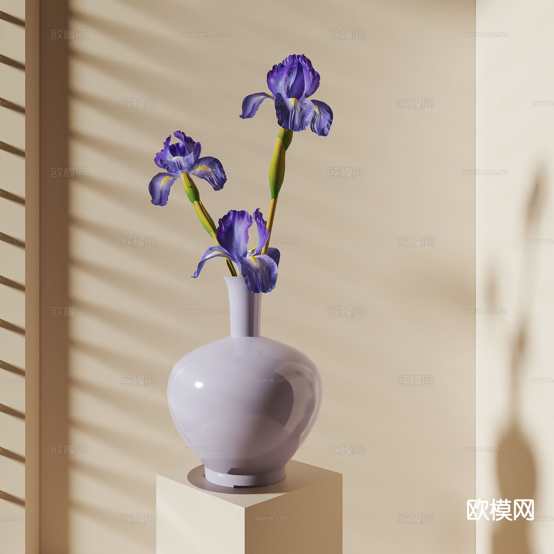 简约花 插花 花瓶3d模型