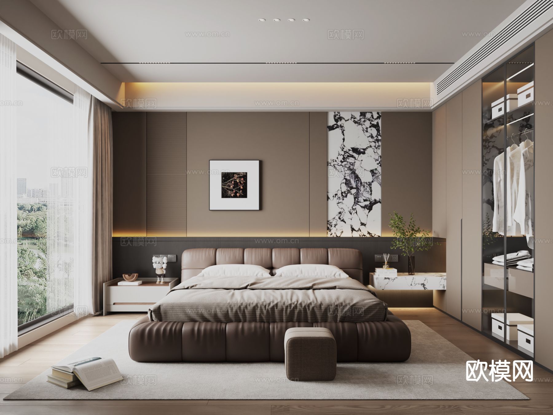 意式卧室 主卧su模型下载（渲染图2）
