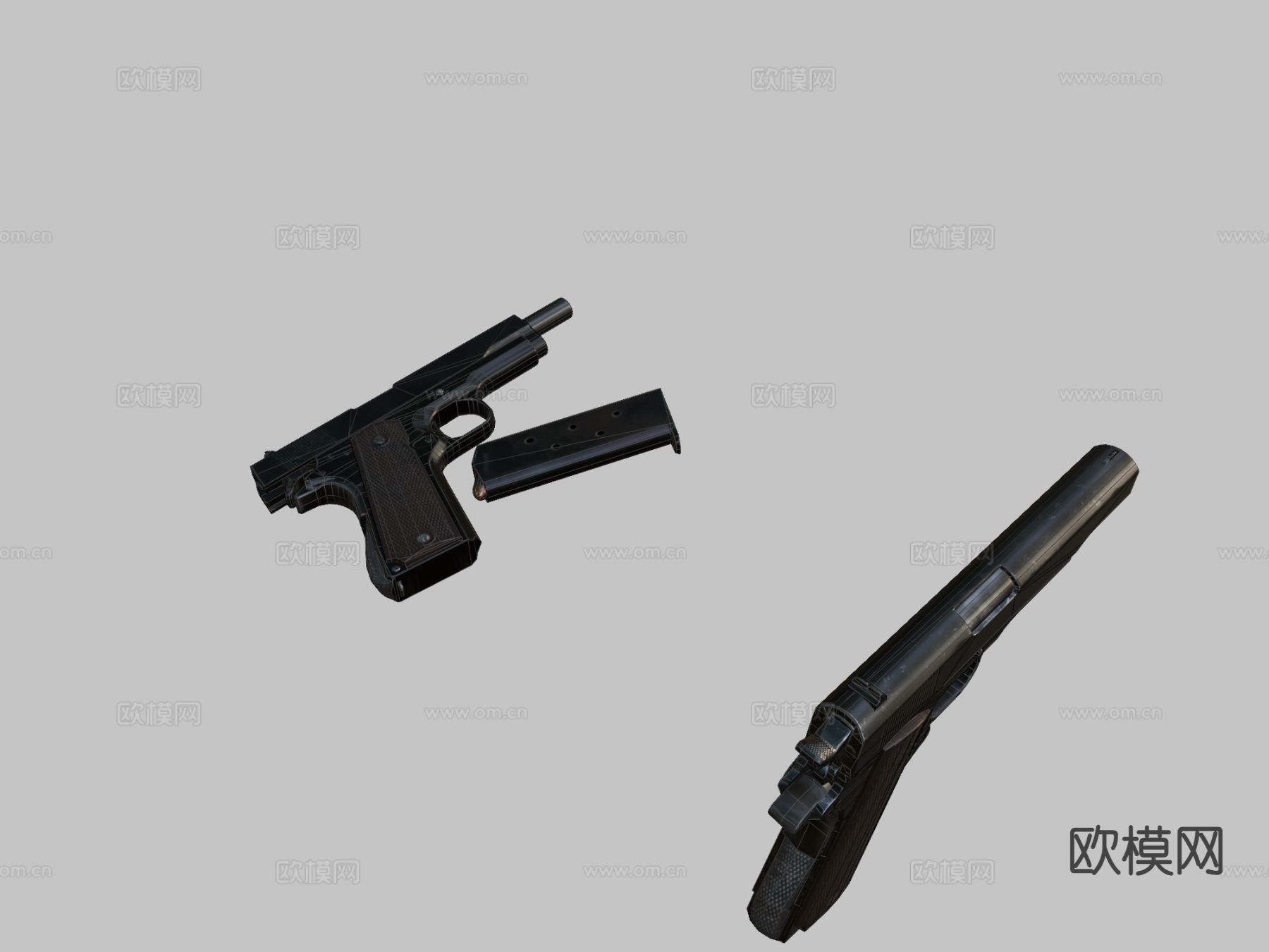 柯尔特1911A1手枪su模型下载（渲染图1）