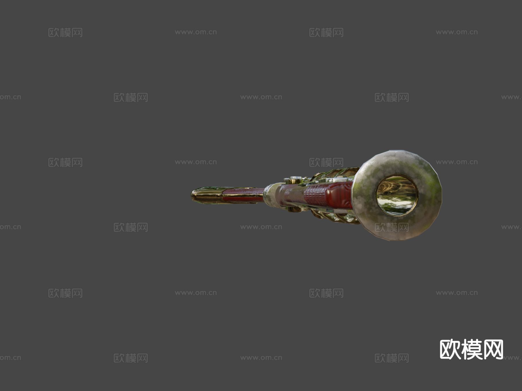 卷锁 蒸汽朋克手枪su模型下载（渲染图3）