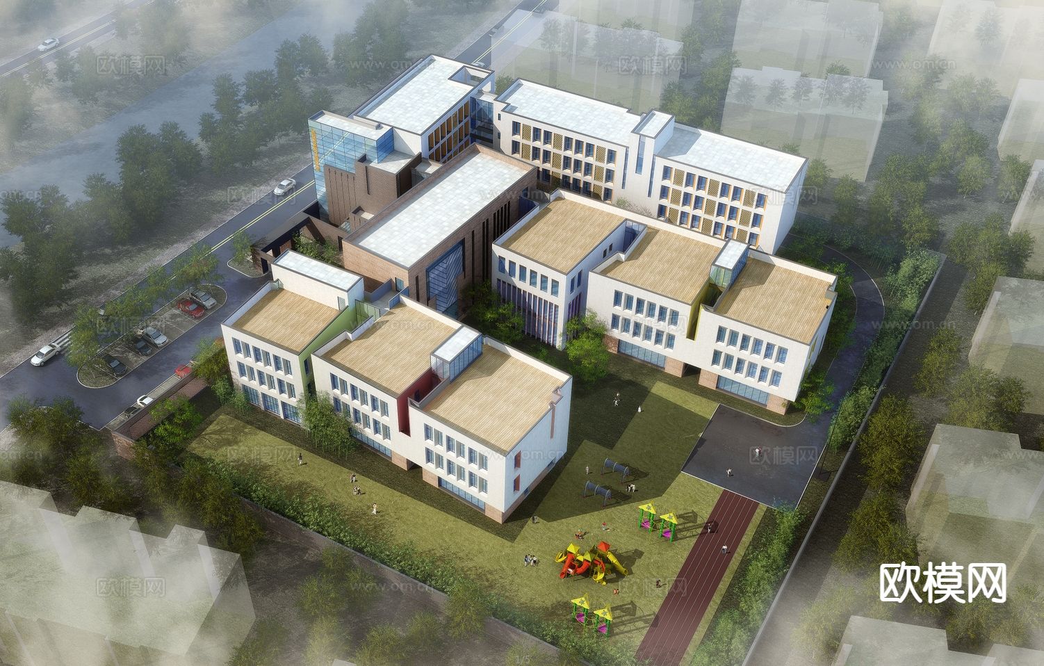 幼儿园鸟瞰su模型下载（渲染图3）