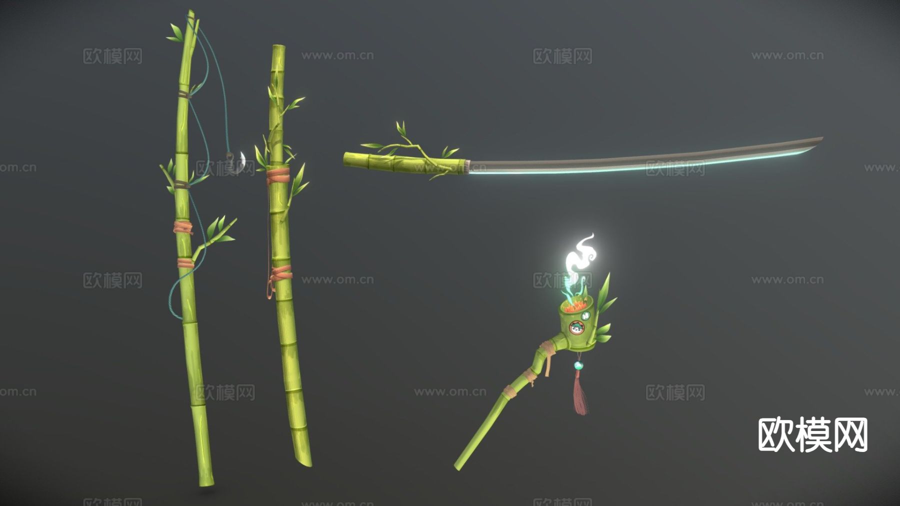 竹子武士刀 工具su模型