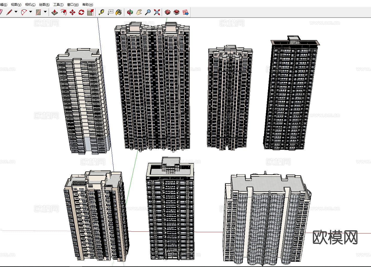 现代住宅楼su模型