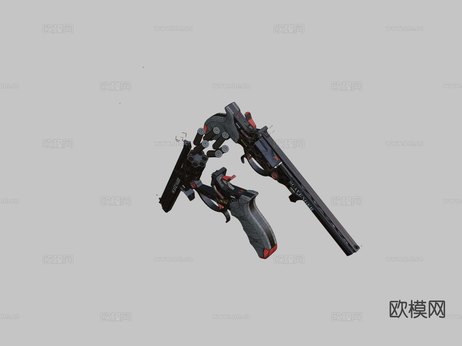 M9左轮手枪su模型下载（渲染图1）