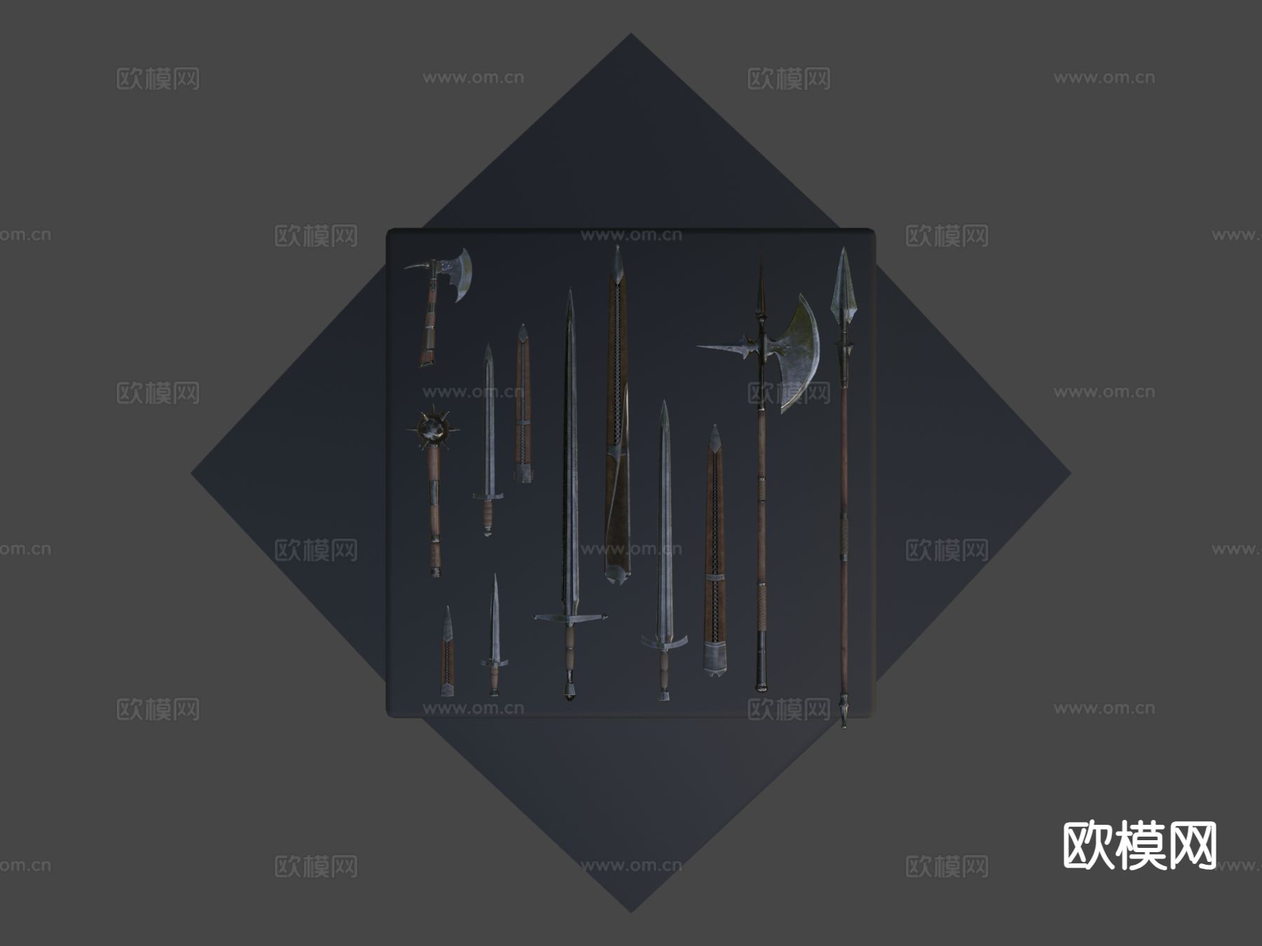 中世纪武器包 冷兵器su模型