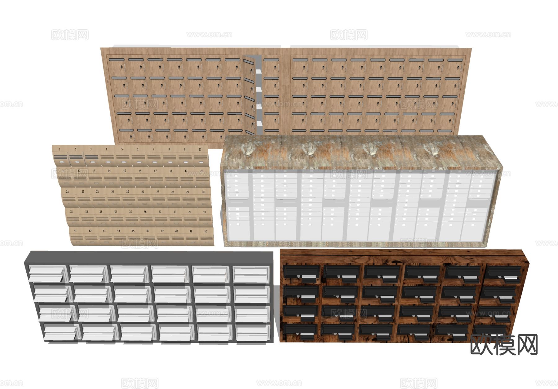 邮箱寄信箱 寄存收纳柜su模型