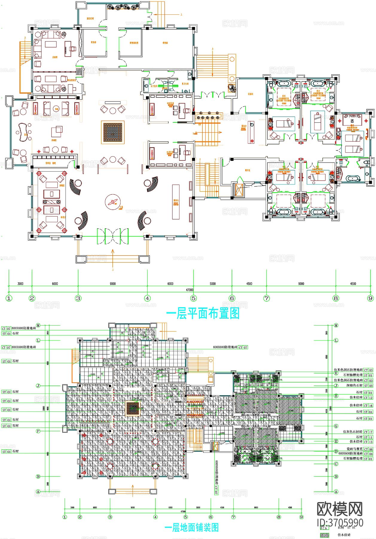 spa会所cad平面图