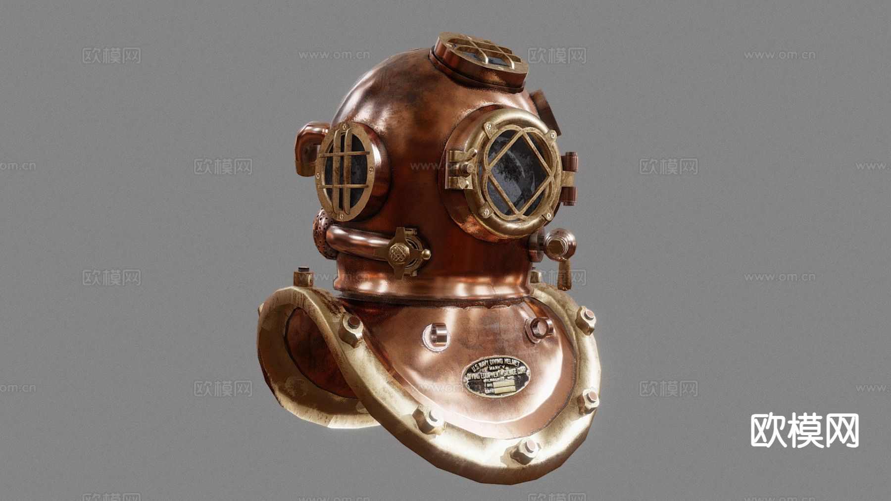 旧潜水头盔su模型下载（渲染图2）
