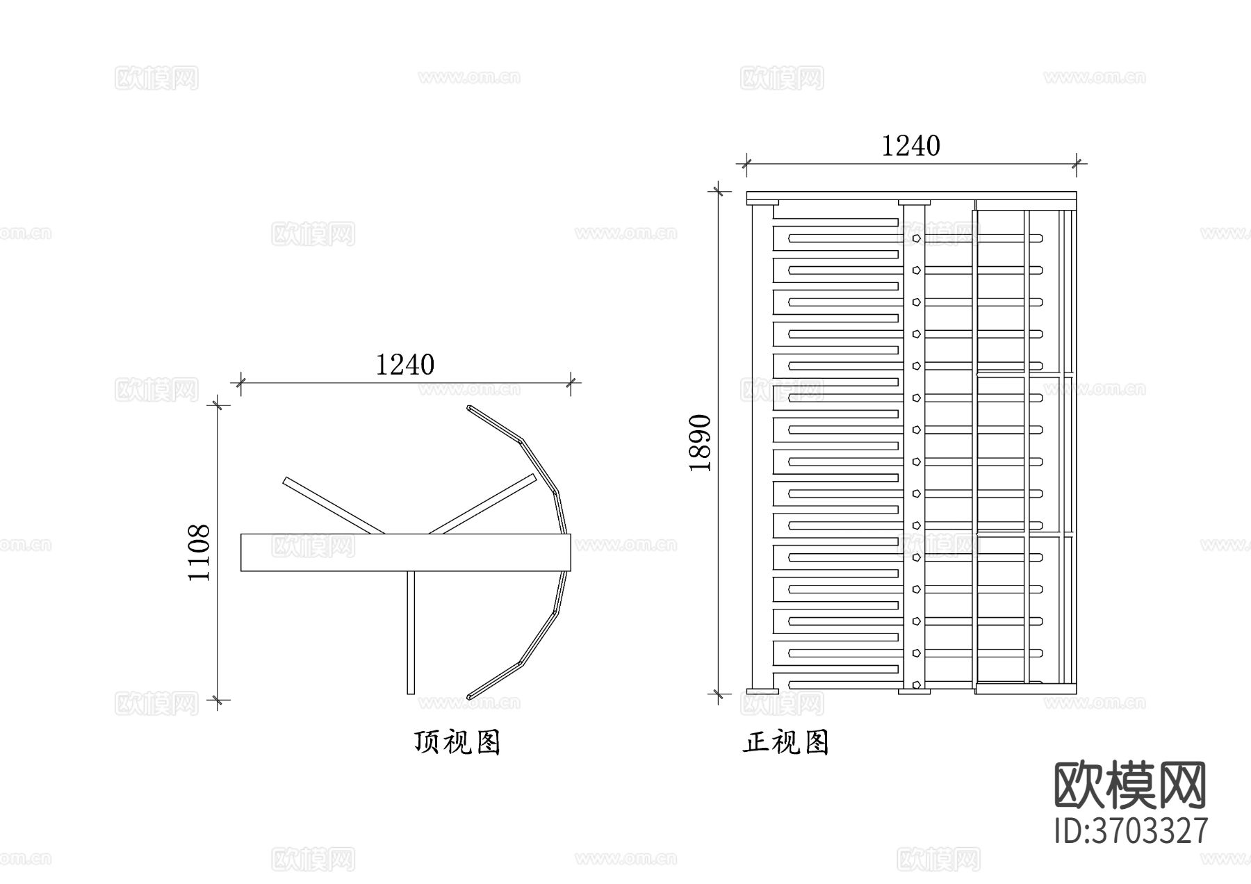 全高旋转闸门cad图块