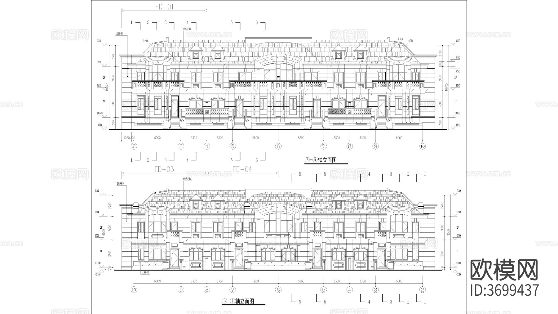 联排建筑 洋房别墅 多层建筑cad施工图