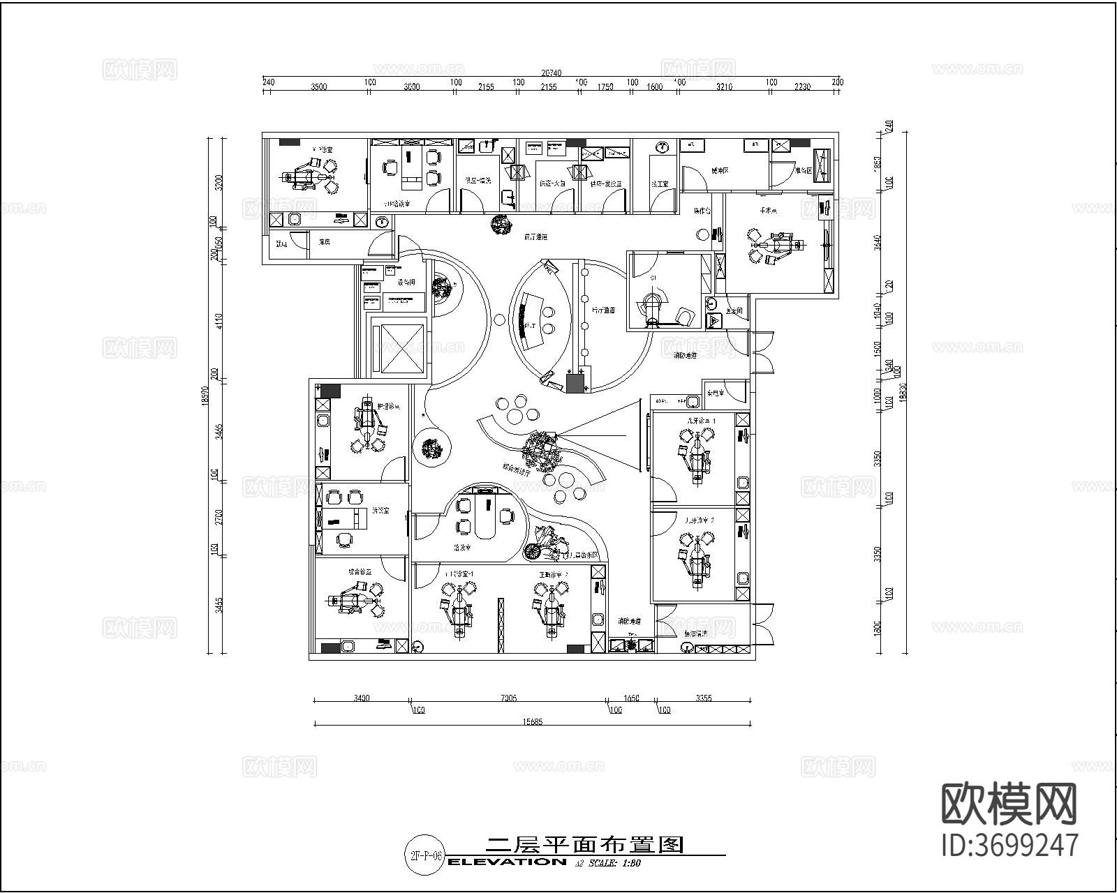 口腔医院cad施工图