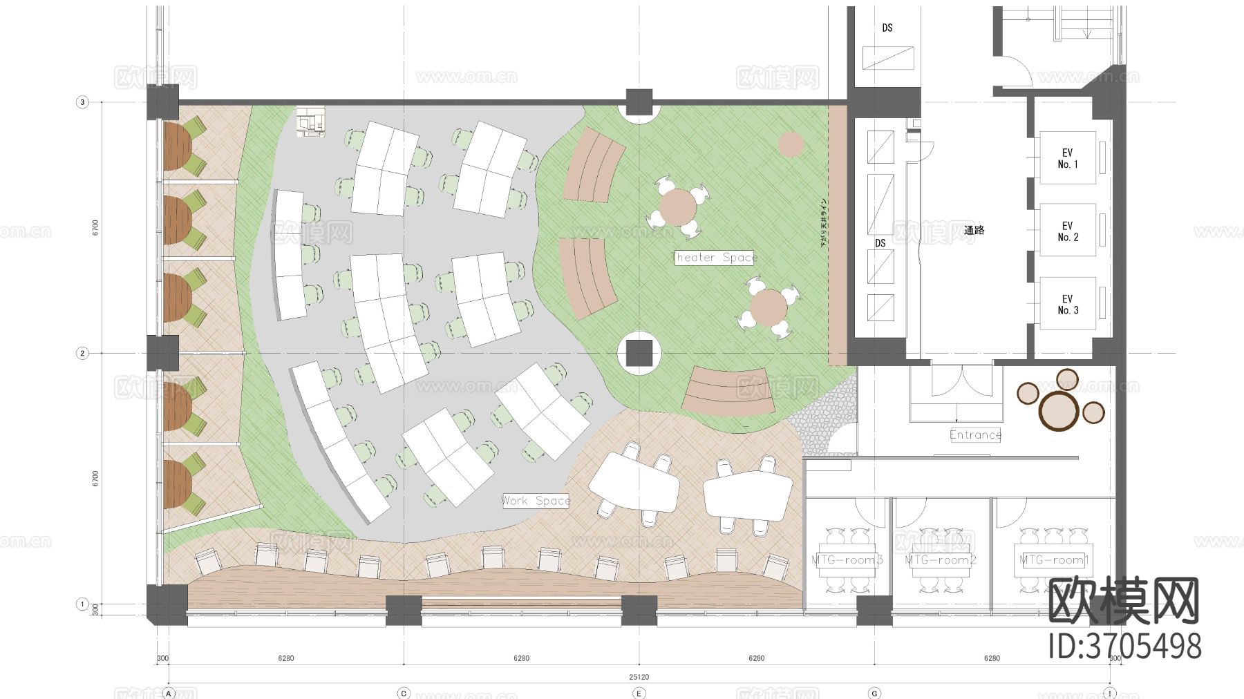 事务所平面图 办公室cad平面图下载