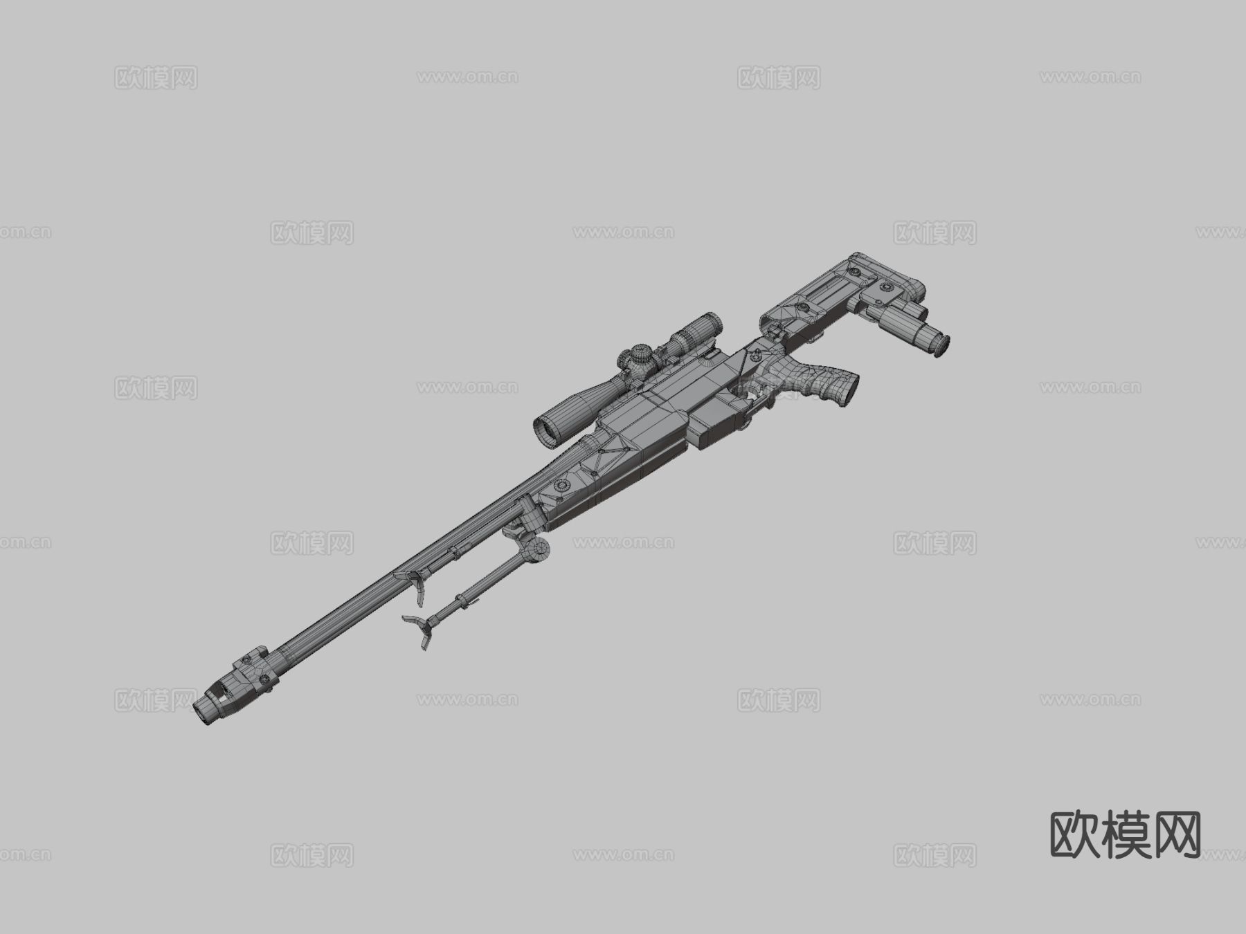 狙击步枪su模型下载（渲染图2）