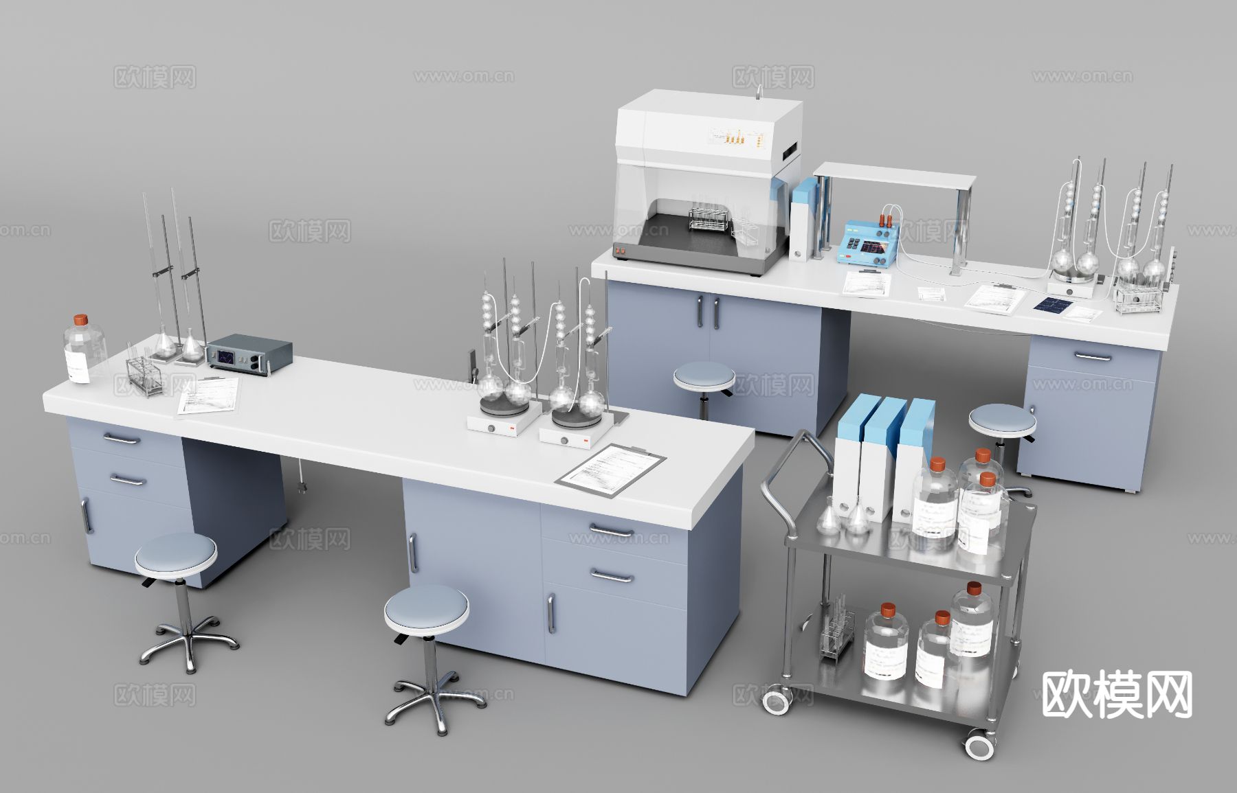 现代实验室操作台 化验台 实验仪器su模型
