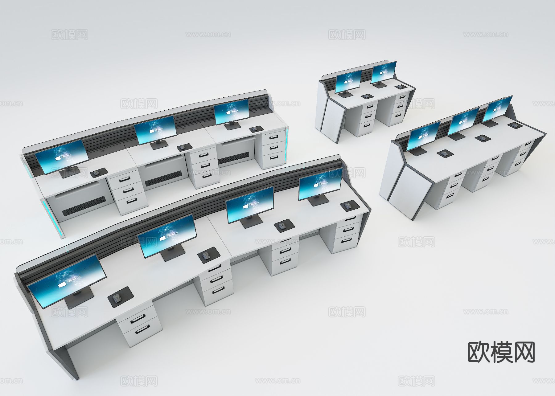 控制台 操作台 办公桌 监控台3d模型