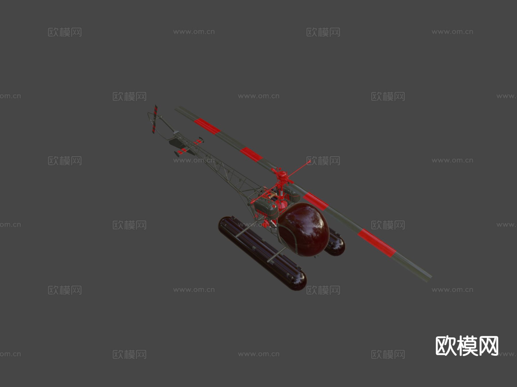 Bell47直升机su模型下载（渲染图7）