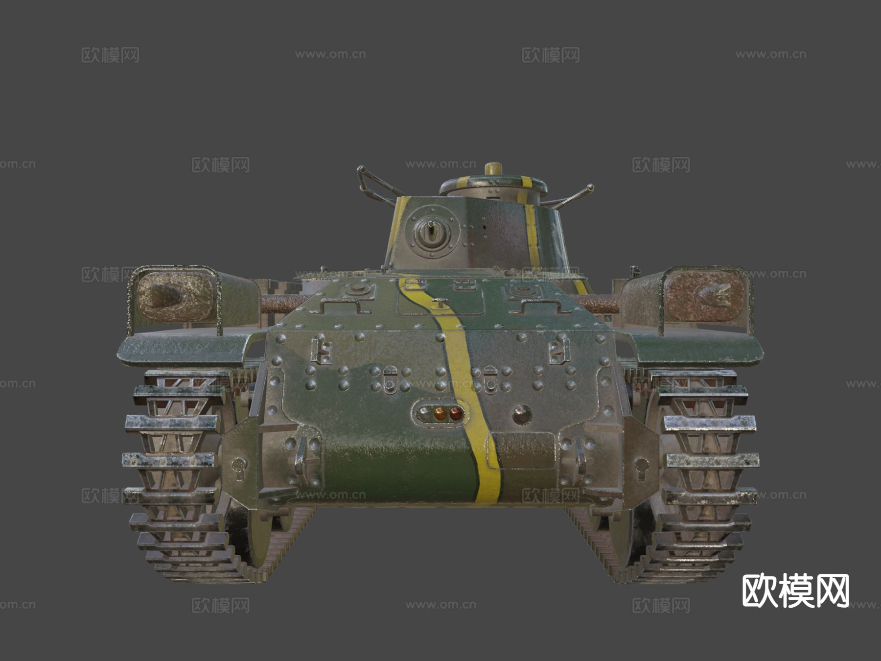 九七式中战坦克su模型下载（渲染图4）