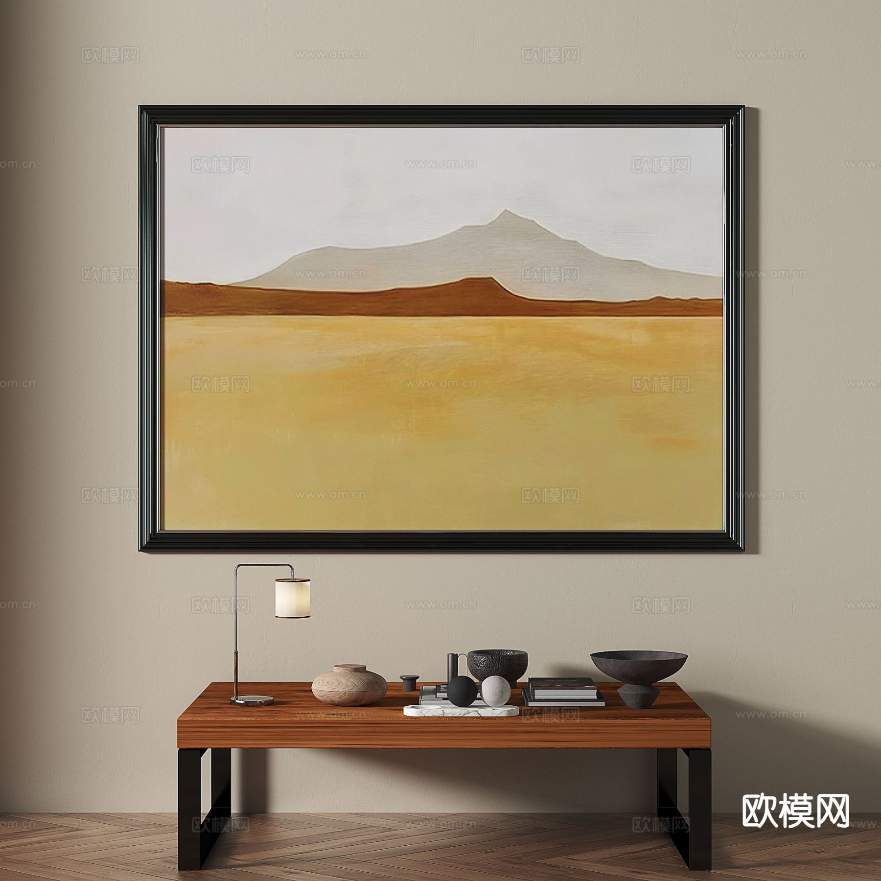 中古风油画 风景画 装饰画3d模型