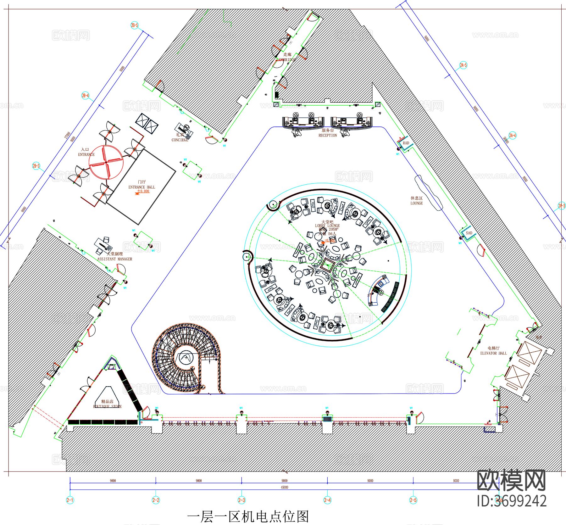 酒店大堂 大堂平面图 大堂布置图 大堂平面布局 大堂cad施工图