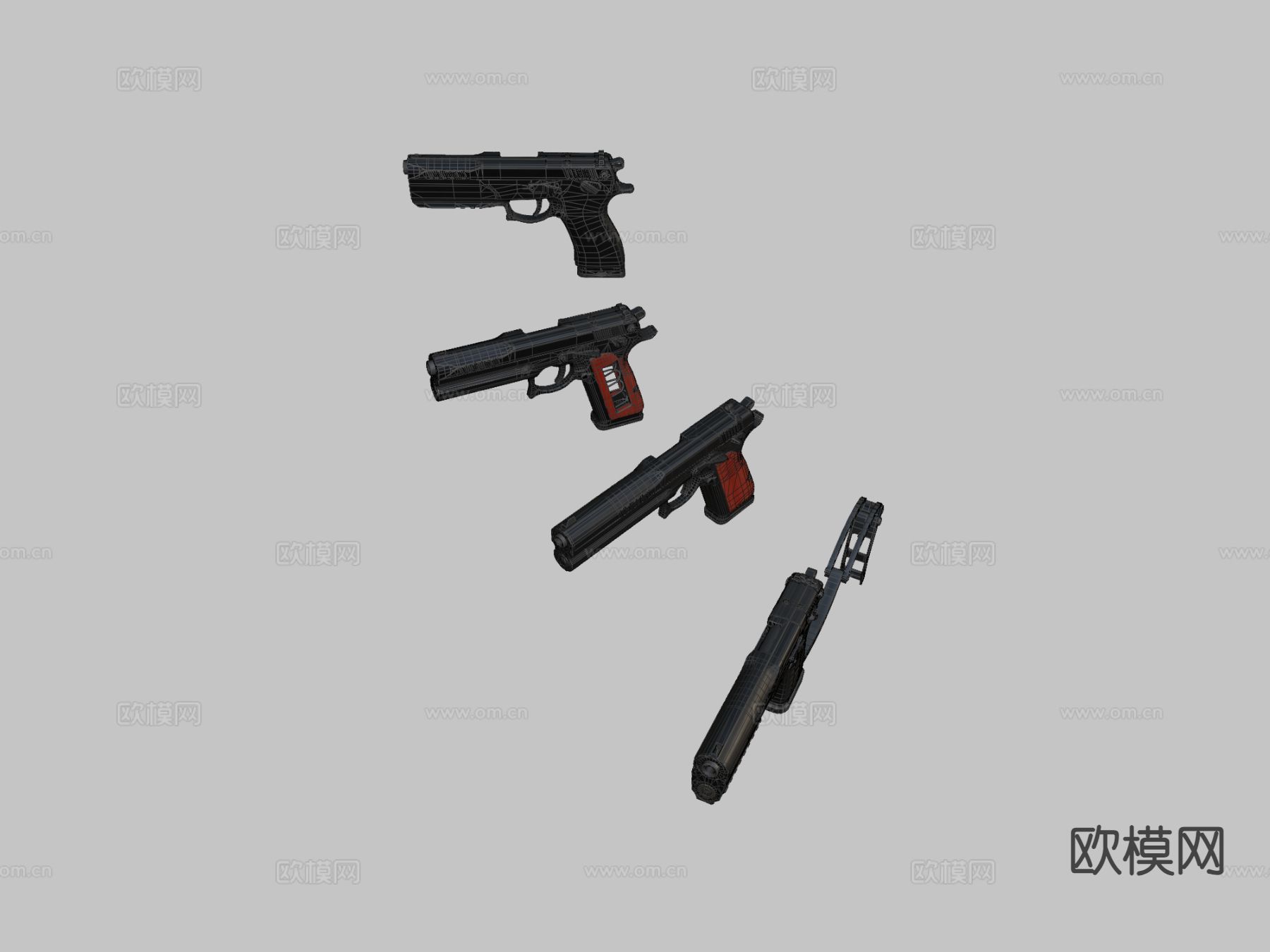 FK Brno和PSD手枪su模型下载（渲染图1）
