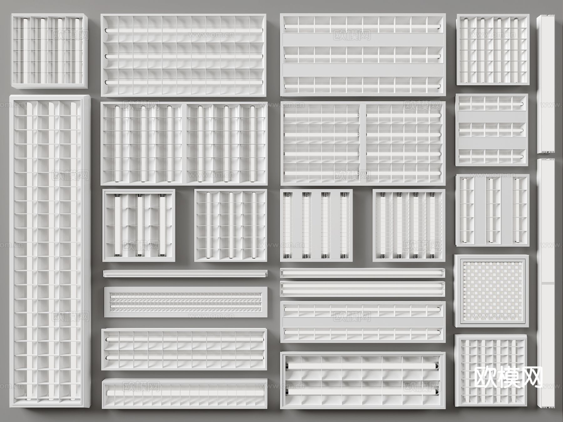现代格栅灯 办公室吊顶灯3d模型