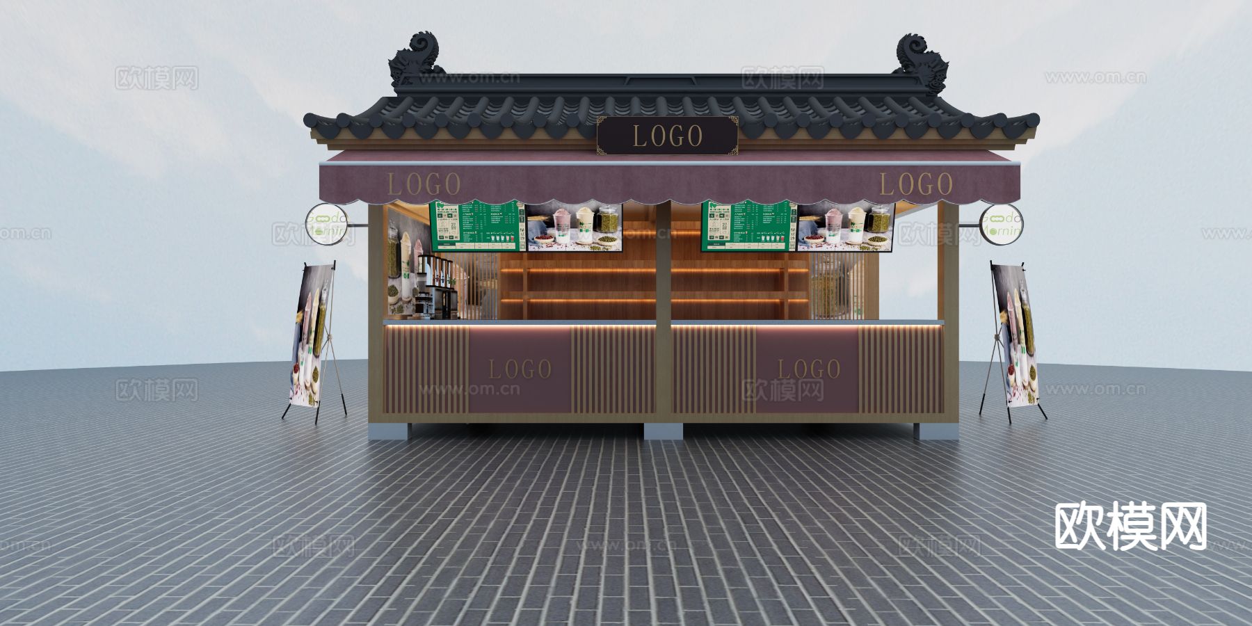 中式奶茶店 古建木屋3d模型