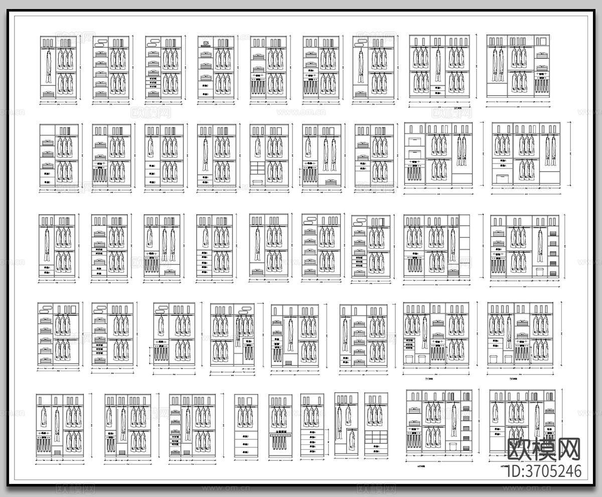 鞋柜衣柜尺寸cad图库下载（渲染图2）